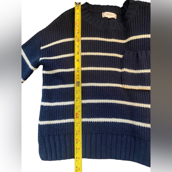 PINK ROSE SWEATER BLUE AND WHITE STRIPES SIZE SMALL - Picture 6 of 7